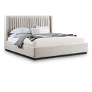  Color_Beige/ Black  Size_King  -- Logan Beige Linen Textured Fabric Upholstered King Bed IMAGE 1