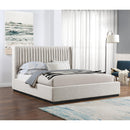  Color_Beige/ Black  Size_King  -- Logan Beige Linen Textured Fabric Upholstered King Bed IMAGE 2