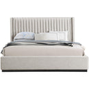  Color_Beige/ Black  Size_King  -- Logan Beige Linen Textured Fabric Upholstered King Bed IMAGE 3