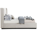  Color_Beige/ Black  Size_King  -- Logan Beige Linen Textured Fabric Upholstered King Bed IMAGE 4