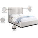  Color_Beige/ Black  Size_King  -- Logan Beige Linen Textured Fabric Upholstered King Bed IMAGE 9
