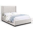 Meridian Logan Beige Linen Textured Fabric Queen Bed IMAGE 8