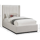  Color_Beige/ Black  Size_Twin  -- Logan Beige Linen Textured Fabric Upholstered Twin Bed IMAGE 8