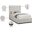  Color_Beige/ Black  Size_Twin  -- Logan Beige Linen Textured Fabric Upholstered Twin Bed IMAGE 9