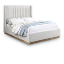 Meridian Logan Cream Linen Textured Fabric Full Bed IMAGE 1