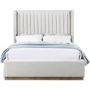 Meridian Logan Cream Linen Textured Fabric Full Bed IMAGE 3