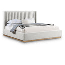 Meridian Logan Cream Linen Textured Fabric King Bed IMAGE 1