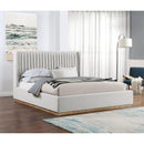  Color_Cream/ Natural  Size_King  -- Logan Cream Linen Textured Fabric Upholstered King Bed IMAGE 2