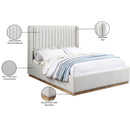  Color_Cream/ Natural  Size_King  -- Logan Cream Linen Textured Fabric Upholstered King Bed IMAGE 9