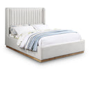  Color_Cream/ Natural  Size_Queen  -- Logan Cream Linen Textured Fabric Upholstered Queen Bed IMAGE 1