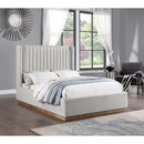 Meridian Logan Cream Linen Textured Fabric Queen Bed IMAGE 2