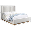 Meridian Logan Cream Linen Textured Fabric Queen Bed IMAGE 8