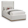  Color_Cream/ Natural Size_Twin -- Logan Cream Linen Textured Fabric Upholstered Twin Bed IMAGE 1