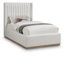  Color_Cream/ Natural  Size_Twin  -- Logan Cream Linen Textured Fabric Upholstered Twin Bed IMAGE 1