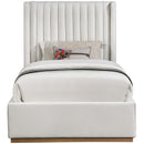  Color_Cream/ Natural  Size_Twin  -- Logan Cream Linen Textured Fabric Upholstered Twin Bed IMAGE 3