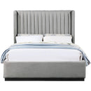  Color_Black/ Grey  Size_Full  -- Logan Grey Linen Textured Fabric Upholstered Full Bed IMAGE 3