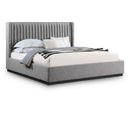  Color_Black/ Grey  Size_King  -- Logan Grey Linen Textured Fabric Upholstered King Bed IMAGE 1