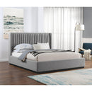  Color_Black/ Grey  Size_King  -- Logan Grey Linen Textured Fabric Upholstered King Bed IMAGE 2