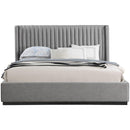  Color_Black/ Grey  Size_King  -- Logan Grey Linen Textured Fabric Upholstered King Bed IMAGE 3