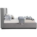 Meridian Logan Grey Linen Textured Fabric King Bed IMAGE 4