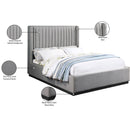  Color_Black/ Grey  Size_Queen  -- Logan Grey Linen Textured Fabric Upholstered Queen Bed IMAGE 9