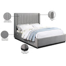 Meridian Logan Grey Linen Textured Fabric Queen Bed IMAGE 9