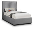 Color_Black/ Grey Size_Twin -- Logan Grey Linen Textured Fabric Upholstered Twin Bed IMAGE 1