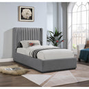  Color_Black/ Grey  Size_Twin  -- Logan Grey Linen Textured Fabric Upholstered Twin Bed IMAGE 2