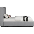  Color_Black/ Grey  Size_Twin  -- Logan Grey Linen Textured Fabric Upholstered Twin Bed IMAGE 4