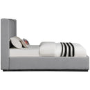 Meridian Logan Grey Linen Textured Fabric Twin Bed IMAGE 4