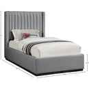  Color_Black/ Grey  Size_Twin  -- Logan Grey Linen Textured Fabric Upholstered Twin Bed IMAGE 8