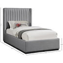 Meridian Logan Grey Linen Textured Fabric Twin Bed IMAGE 8