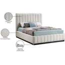 Meridian Lucia Beige Linen Textured Fabric Full Bed IMAGE 13