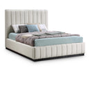  Color_Beige/ Black Size_Full -- Lucia Beige Linen Textured Fabric Upholstered Full Bed IMAGE 1
