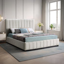 Meridian Lucia Beige Linen Textured Fabric Full Bed IMAGE 2