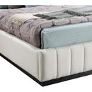 Meridian Lucia Beige Linen Textured Fabric Full Bed IMAGE 6