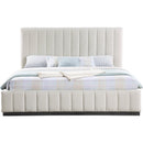  Color_Beige/ Black  Size_King  -- Lucia Beige Linen Textured Fabric Upholstered King Bed IMAGE 3