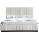 Meridian Lucia Beige Linen Textured Fabric King Bed IMAGE 3