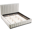  Color_Beige/ Black  Size_King  -- Lucia Beige Linen Textured Fabric Upholstered King Bed IMAGE 8