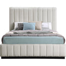 Meridian Lucia Beige Linen Textured Fabric Queen Bed IMAGE 3