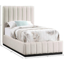  Color_Beige/ Black  Size_Twin  -- Lucia Beige Linen Textured Fabric Upholstered Twin Bed IMAGE 11
