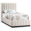 Meridian Lucia Beige Linen Textured Fabric Twin Bed IMAGE 11