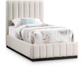  Color_Beige/ Black Size_Twin -- Meridian Lucia Upholstered Panel Bed IMAGE 1