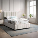  Color_Beige/ Black  Size_Twin  -- Lucia Beige Linen Textured Fabric Upholstered Twin Bed IMAGE 2