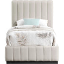  Color_Beige/ Black  Size_Twin  -- Lucia Beige Linen Textured Fabric Upholstered Twin Bed IMAGE 3