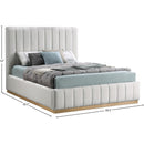 Meridian Lucia Cream Linen Textured Fabric Full Bed IMAGE 12