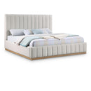  Color_Cream/ Natural  Size_King  -- Lucia Cream Linen Textured Fabric Upholstered King Bed IMAGE 1