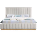 Meridian Lucia Cream Linen Textured Fabric King Bed IMAGE 3