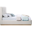  Color_Cream/ Natural  Size_King  -- Lucia Cream Linen Textured Fabric Upholstered King Bed IMAGE 4