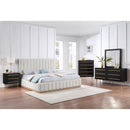  Color_Cream/ Natural  Size_King  -- Lucia Cream Linen Textured Fabric Upholstered King Bed IMAGE 9